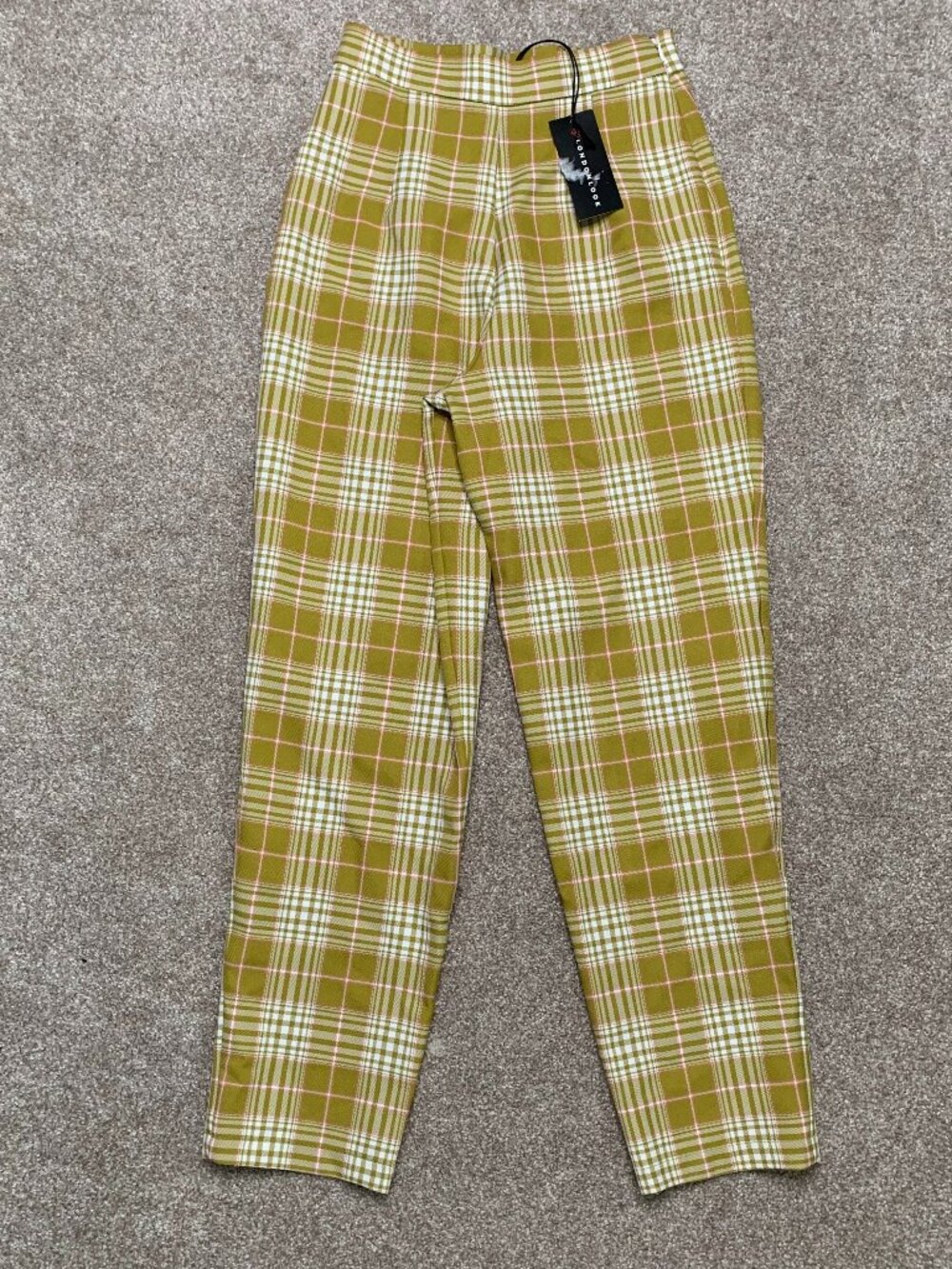 London Look Gold/Pink NWT XS Plaid Leggings